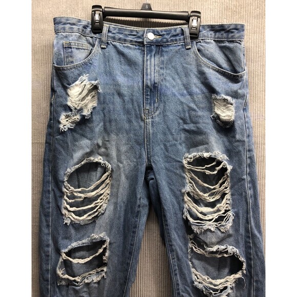 Shein Jeans Women’s XL Size 12 Factory Destroyed High Rise Mom Jean - Picture 1 of 14